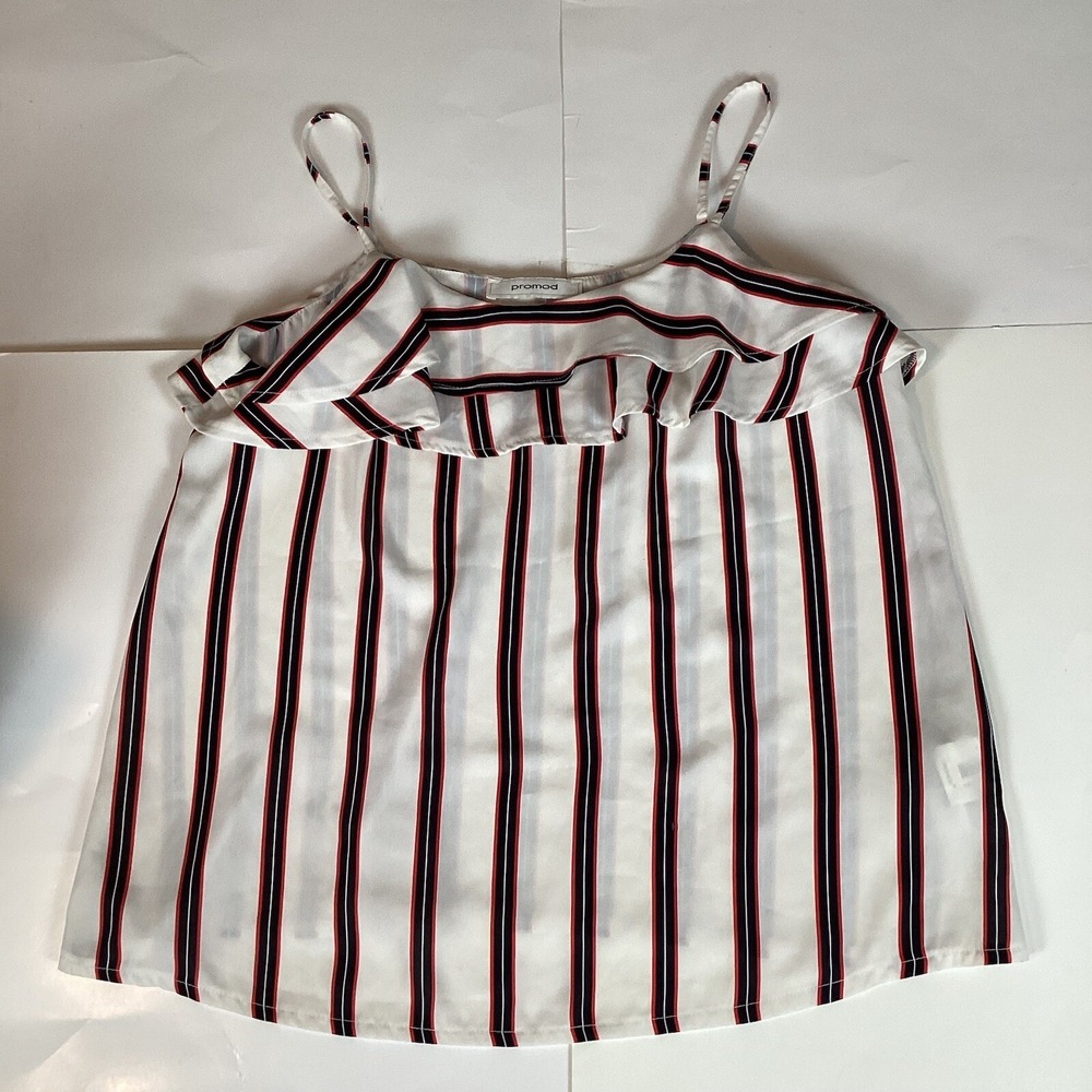 Promod Womens Tank Top Shirt Top Size 6 Soft Stretch Comfort Casual Striped